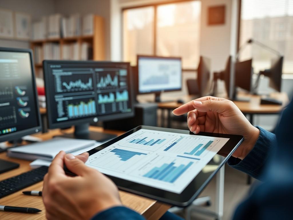 A close up shot of a professional reviewing documents on