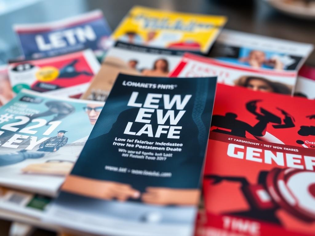 A close up shot of marketing materials for a new