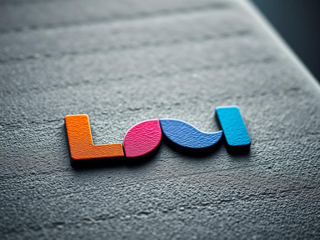A close-up of a beautifully designed logo on a textured surface, showcasing vibrant colors and intricate details. The logo should reflect creativity and professionalism, with a dark accent background that enhances its visibility. The image aims to evoke a sense of uniqueness and brand identity.