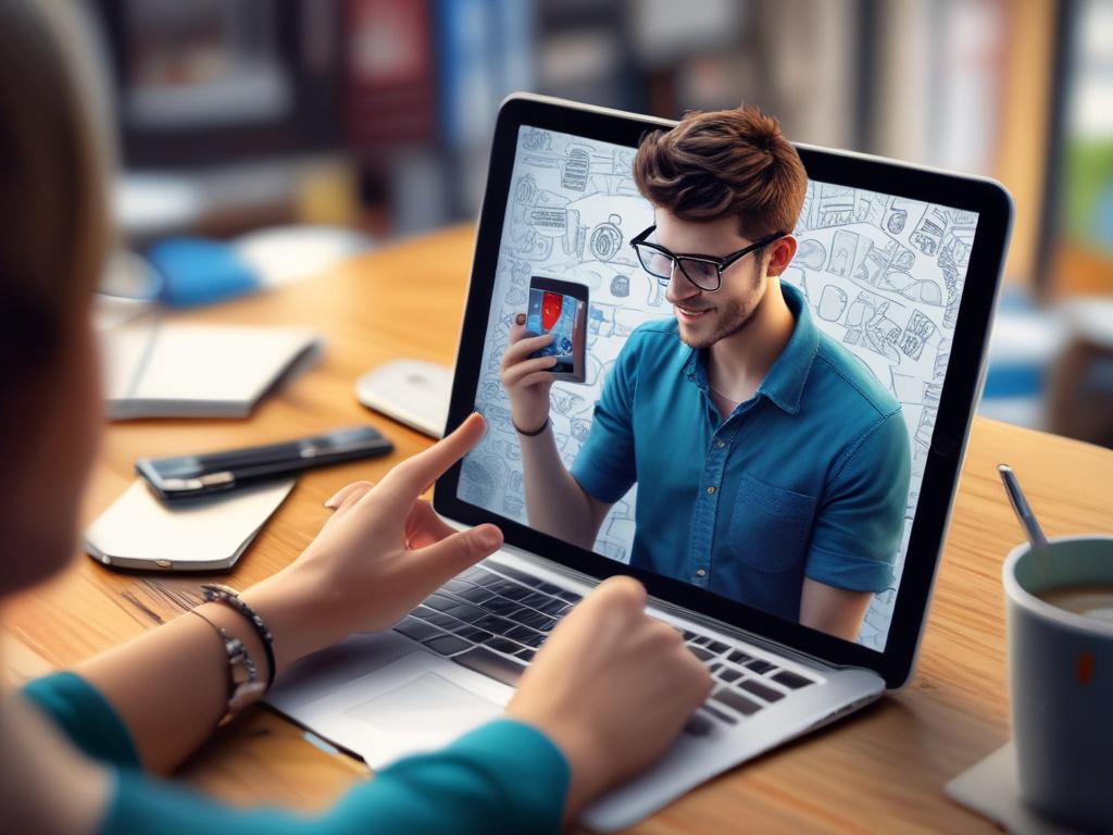 A realistic high resolution image of a young adult browsing