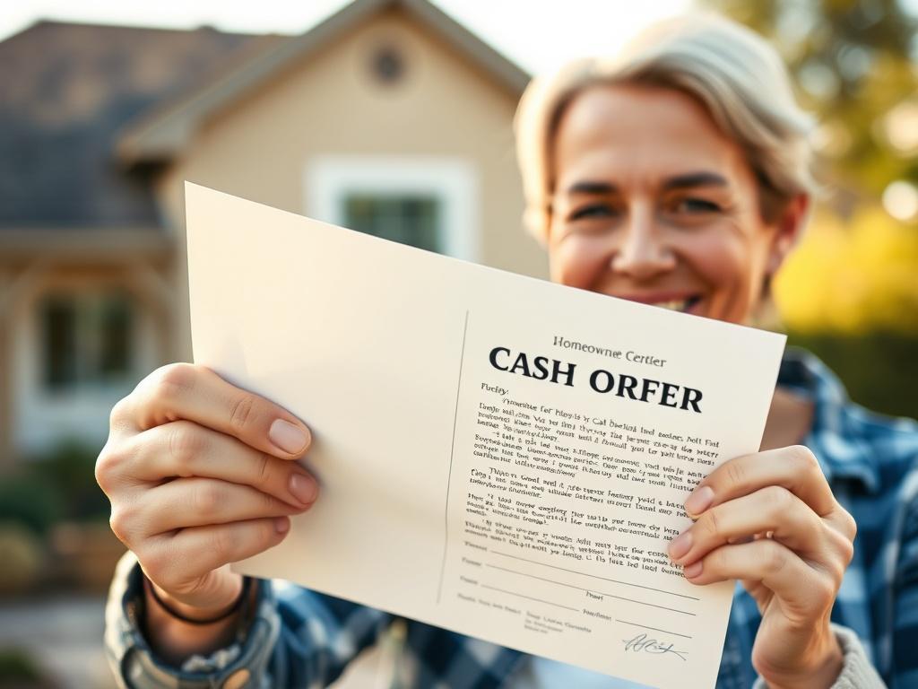 A close up shot of a smiling homeowner holding a