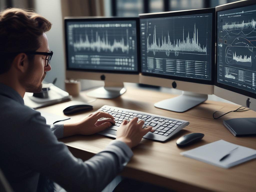 close up shot of a data analyst working on a
