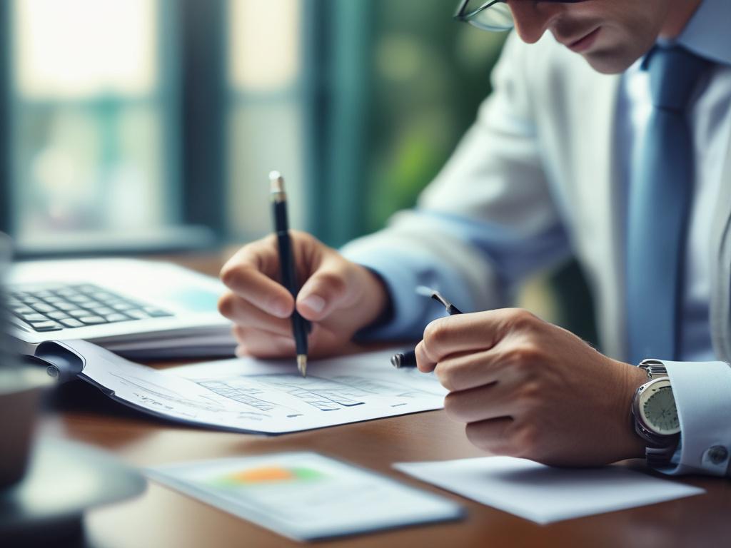 a close up shot of a person reviewing a personal