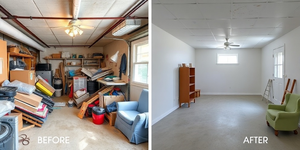 Before and after showing cleared space