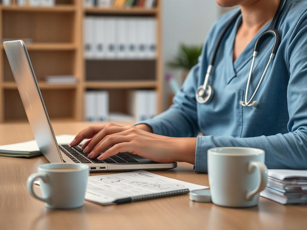 A close up shot of a nurse consultant creating a