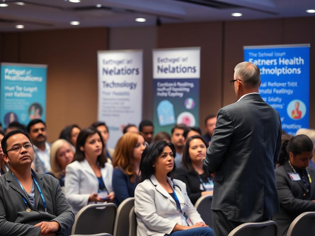 A professional conference setting featuring a speaker presenting on behavioral