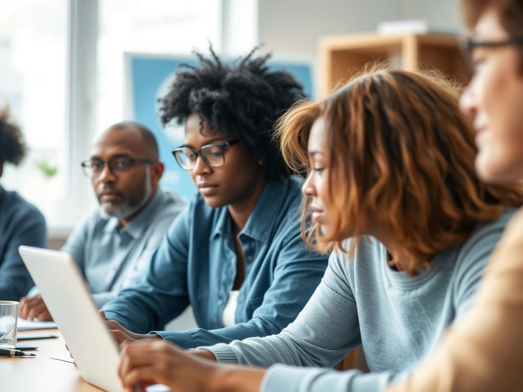 A realistic high resolution image depicting a community care workshop