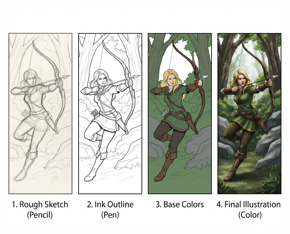 From stick figure to final piece