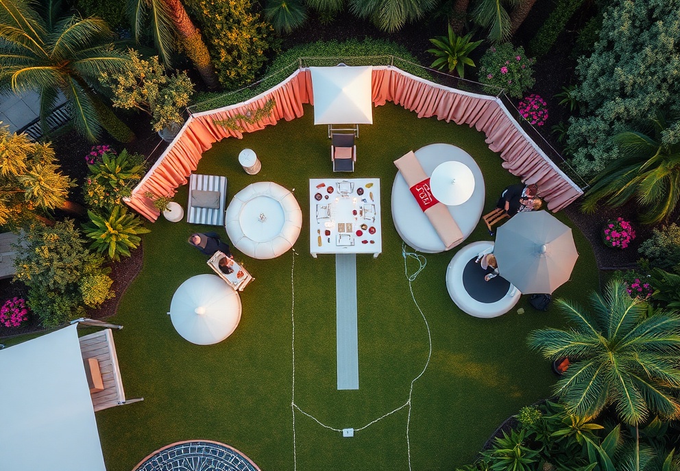 Beautiful garden setting with premium inflatable