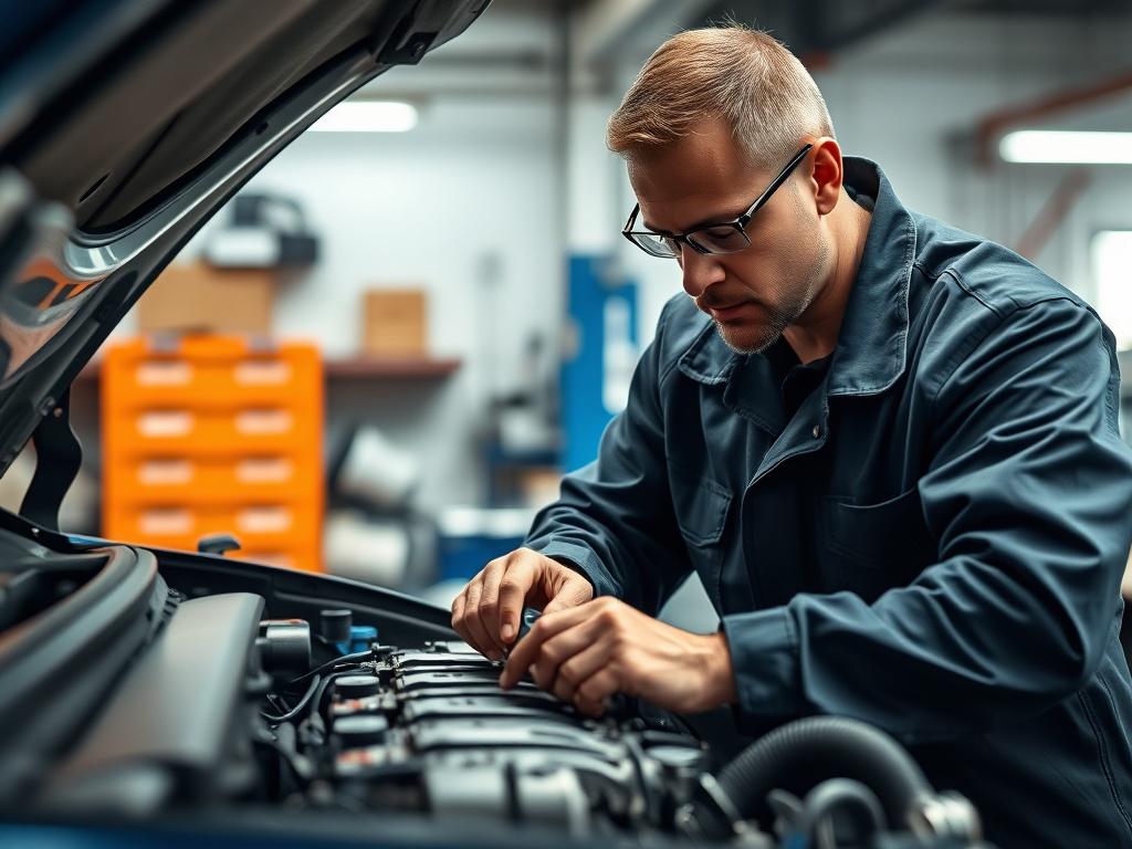 A hyper realistic close up shot of a skilled auto