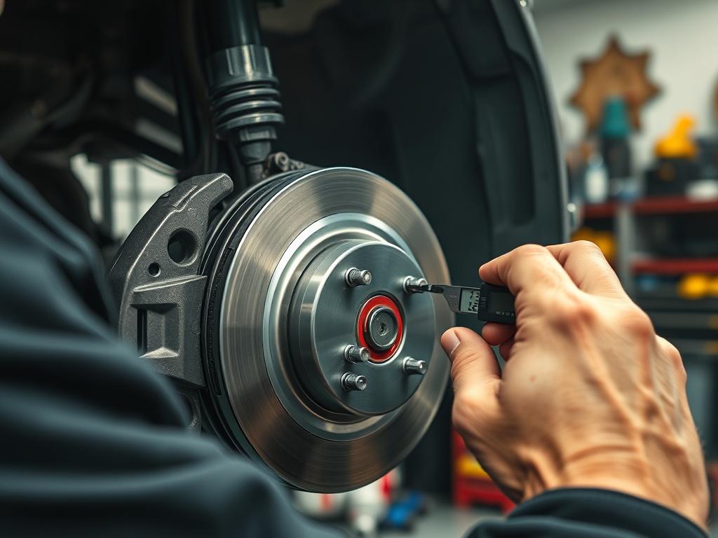 A close up shot of a mechanic inspecting a car's
