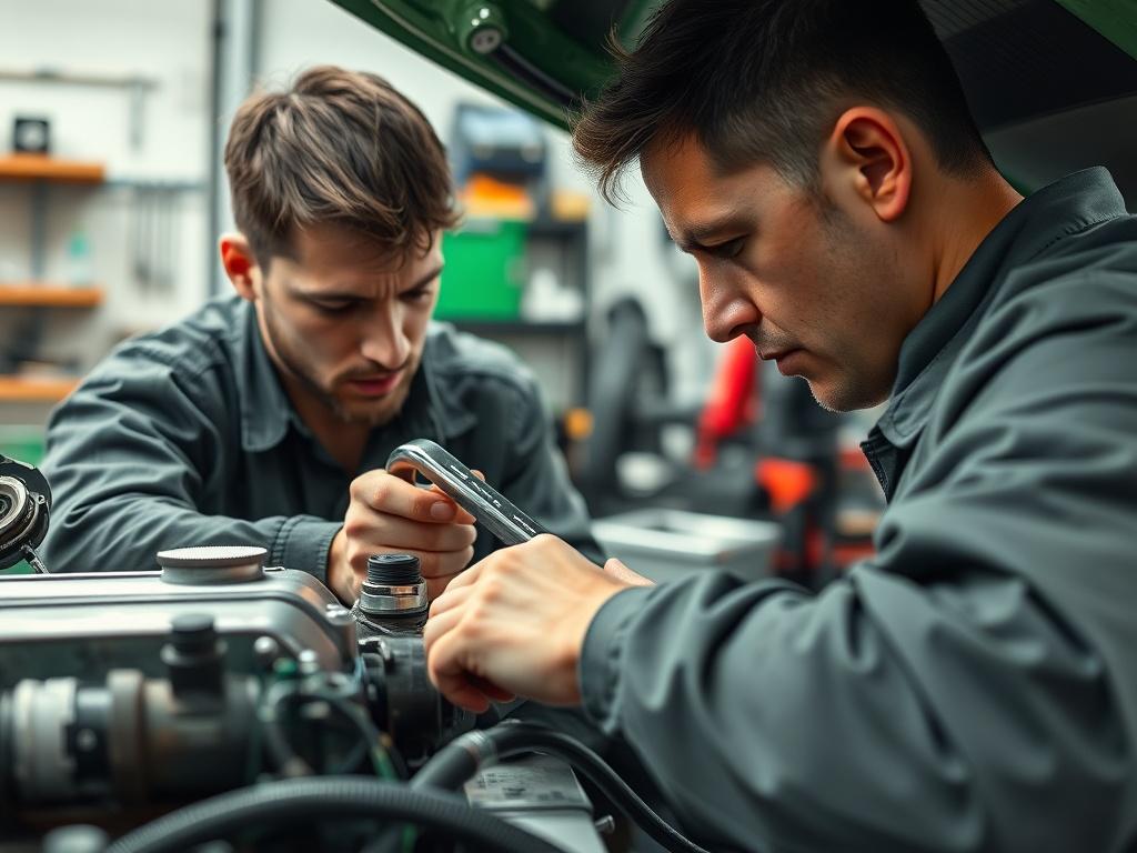 A close up shot of a mechanic performing an oil