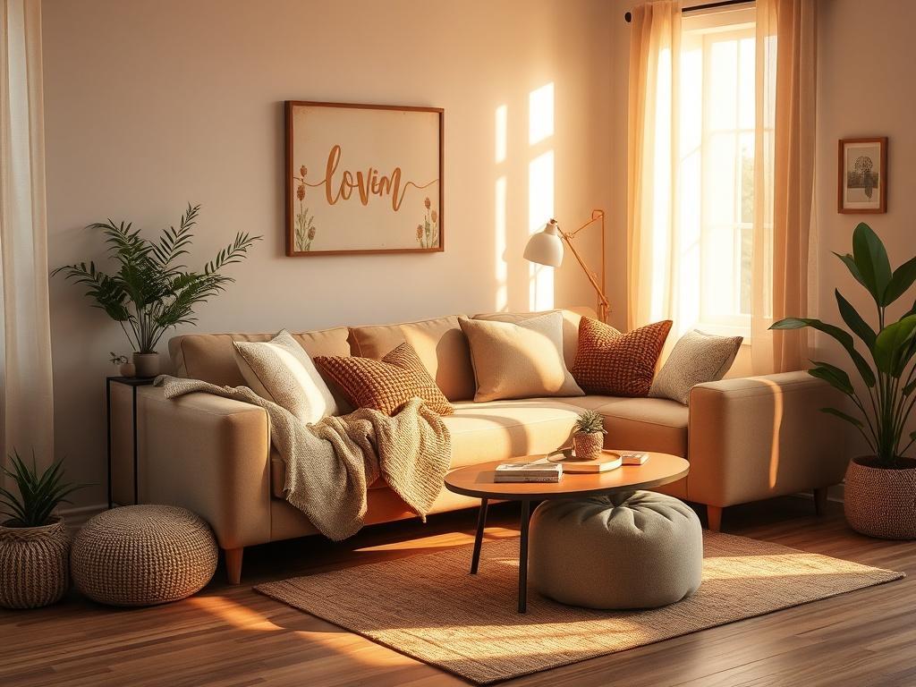 A cozy living area designed for comfort, featuring a soft,