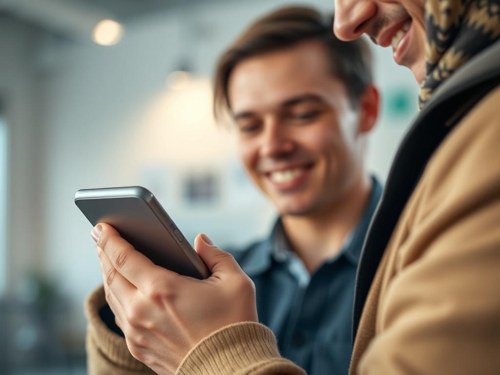 A close-up shot of a person using a smartphone to manage their car wash and oil change plan. The background is a clean, modern setting, possibly an office or home environment, with soft lighting that enhances the focus on the smartphone screen. The image should capture the essence of convenience and modern technology, with the subject appearing engaged and satisfied. The color scheme should reflect the rgb(155, 2, 2) primary color.