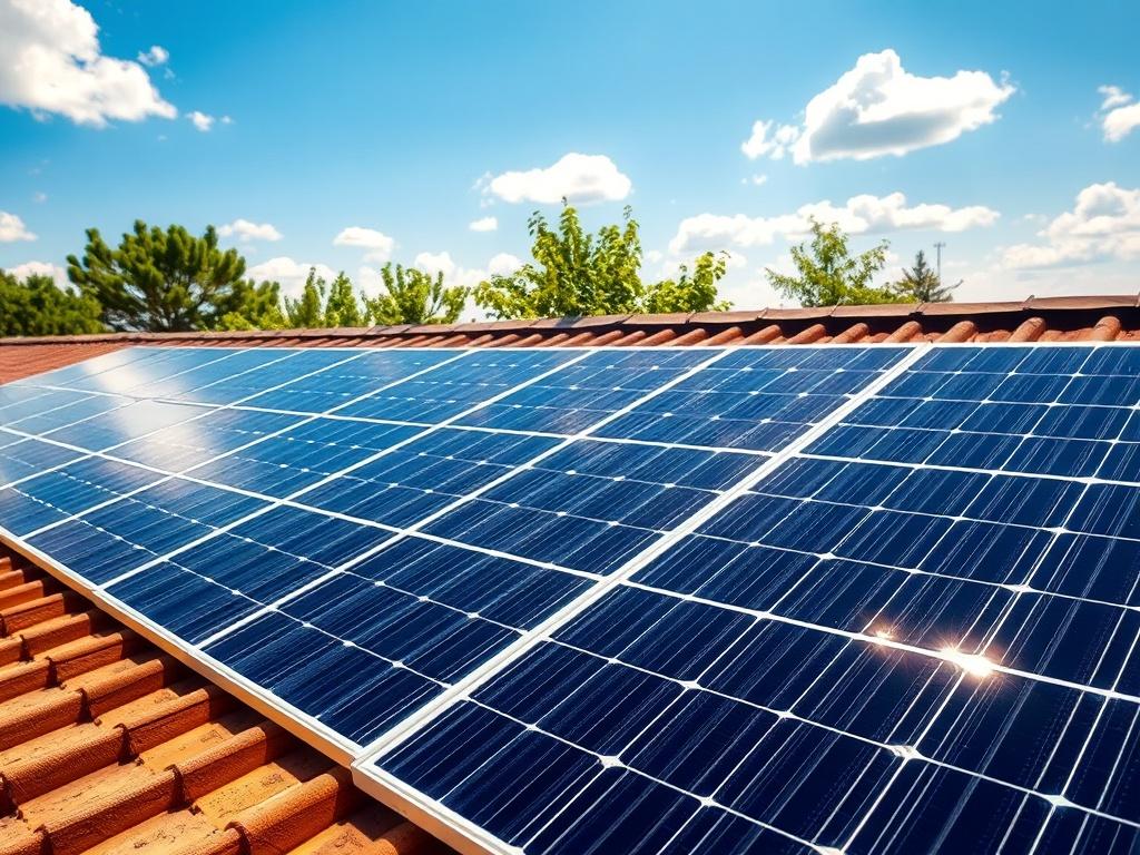 A realistic high resolution of a solar panel installation on