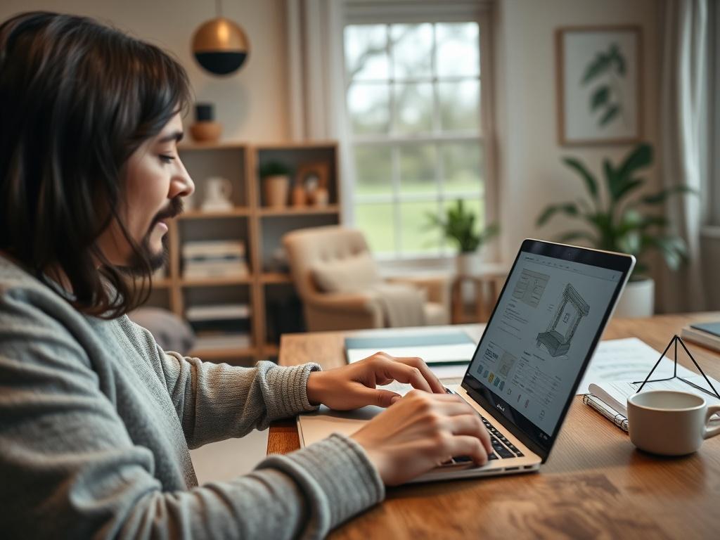 A close up shot of a homeowner using a laptop
