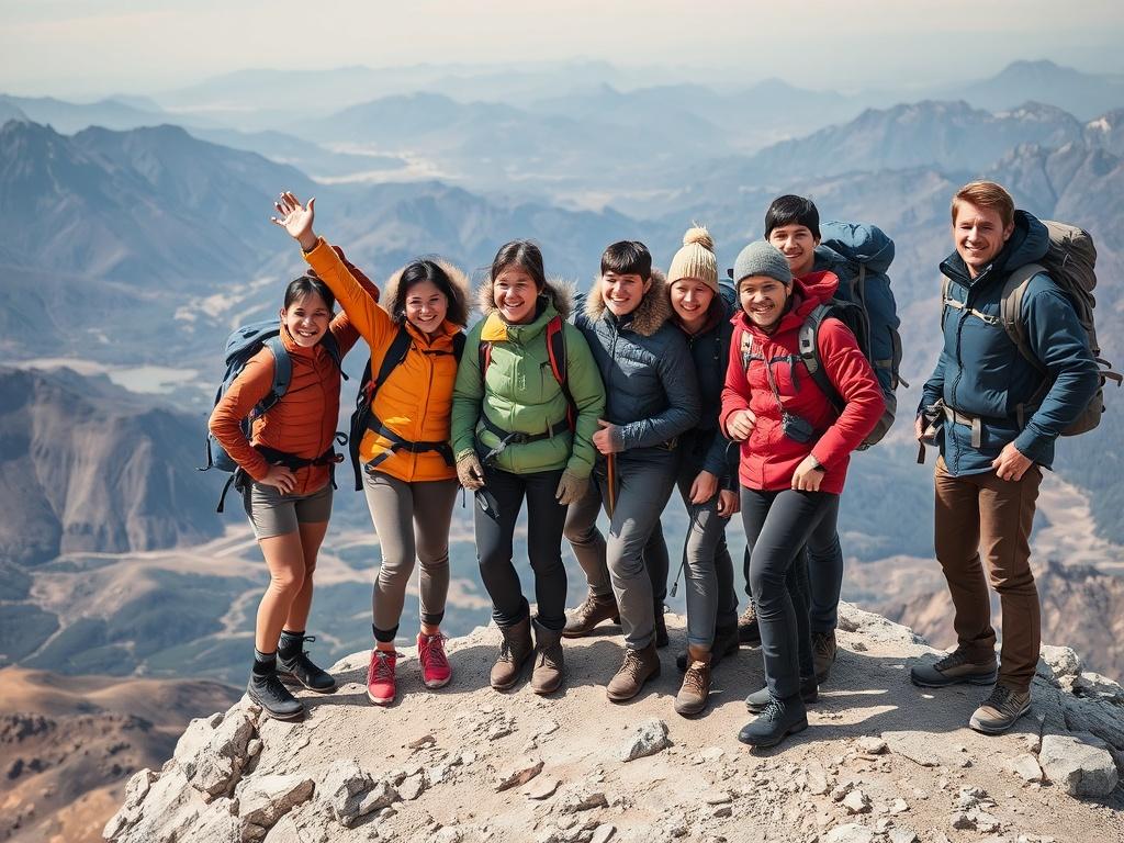 A dynamic image of a diverse group of travelers engaged