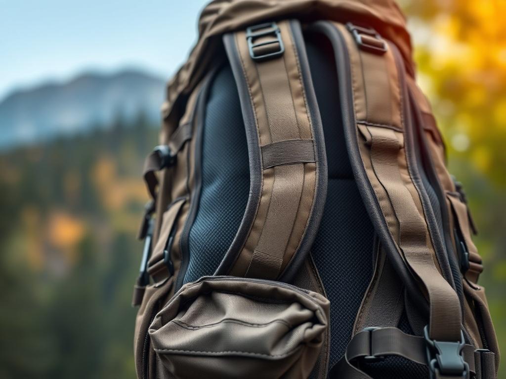 A close up shot of a rugged adventure backpack, showcasing