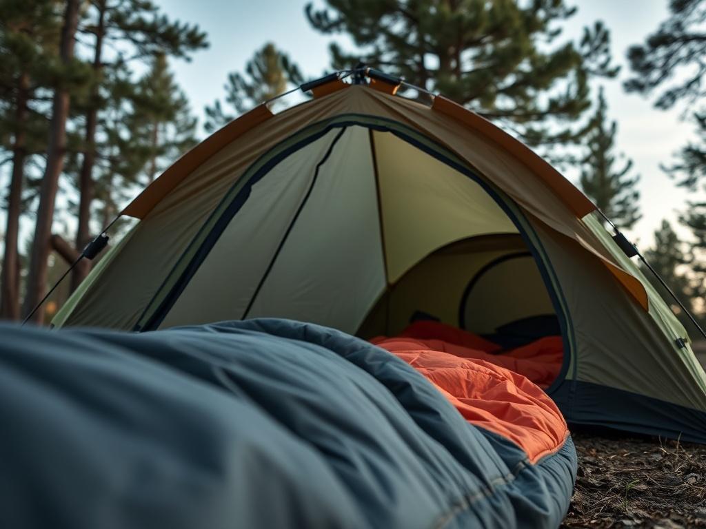 A close up shot of a camping gear set, including