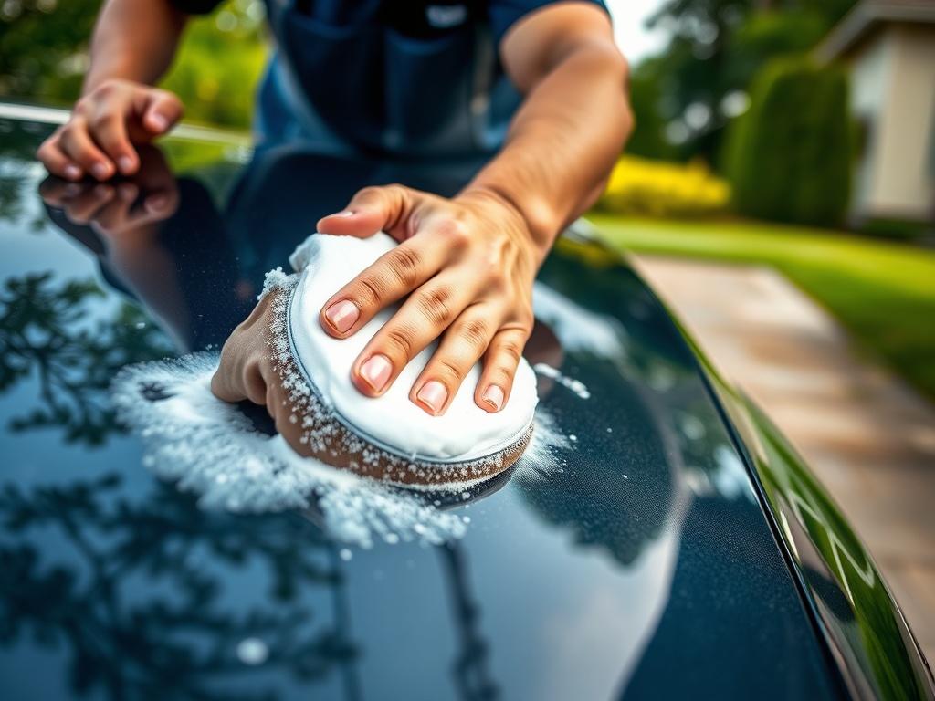 A hyper realistic close up shot of a car being