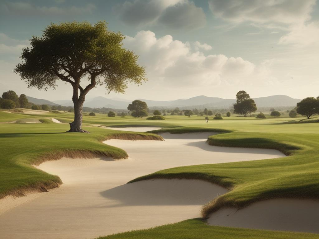surrealistic golf art, whimsical landscapes, imaginative imagery, golf enthusiasts