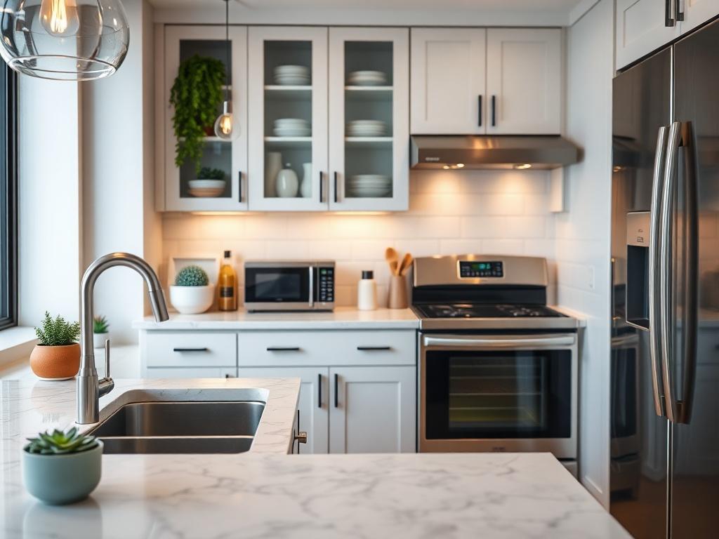 A close up shot of a beautifully renovated kitchen with