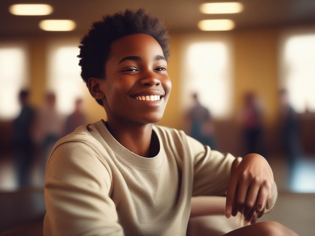 A young African participant actively engaging in a training session,