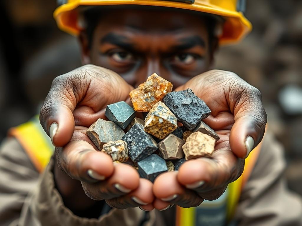 A close up shot of a miner holding high quality