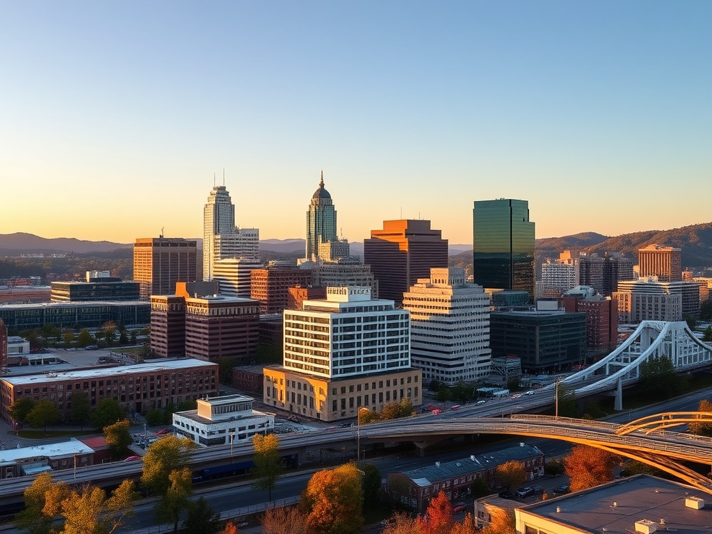 Downtown Chattanooga Tennessee skyline with modern buildings and cityscape