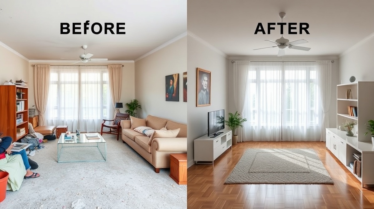 Before and after cleaning transformation