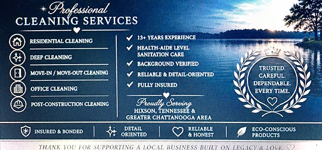 Professional cleaning services overview - Residential, Deep, Move-in/out, Office, Post-construction cleaning with 13+ years experience and full insurance coverage