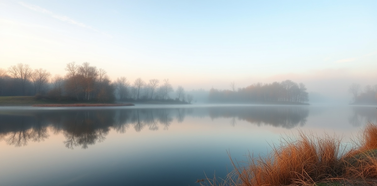 Peaceful lakeside landscape
