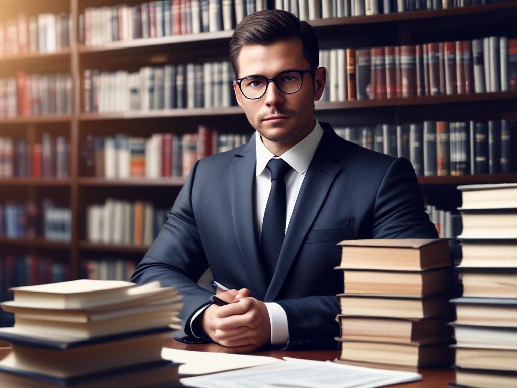 A close up shot of a confident lawyer in a