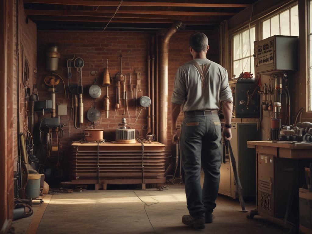 A skilled technician working on HVAC equipment in a well