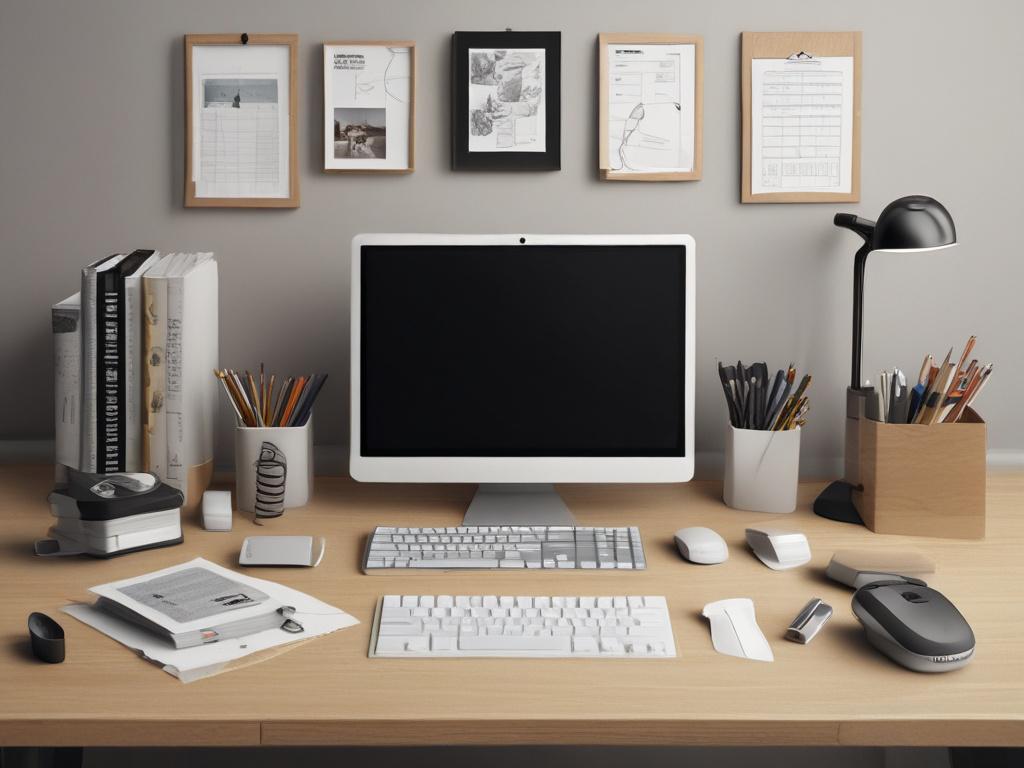 A close-up shot of a professional workspace featuring an organized desk with a computer, files, and stationery. The setting conveys a sense of order and efficiency, with natural light streaming in. The focus is on the desk, highlighting the importance of effective administration in corporate environments.