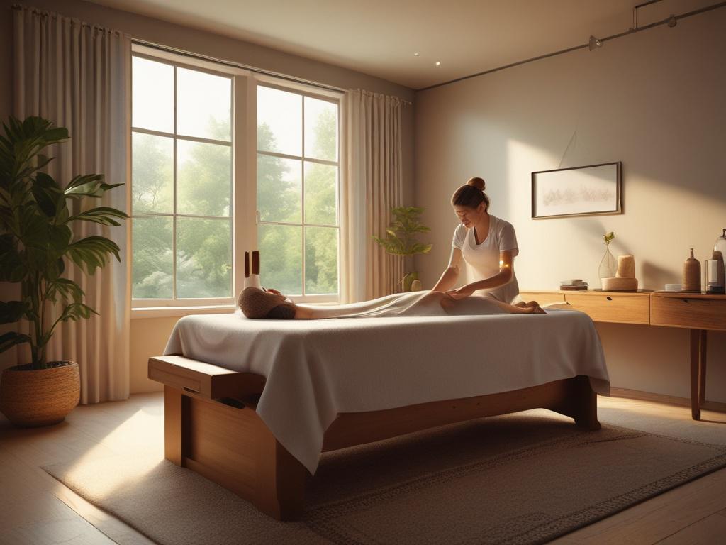 An inviting scene of a beautifully decorated massage room with