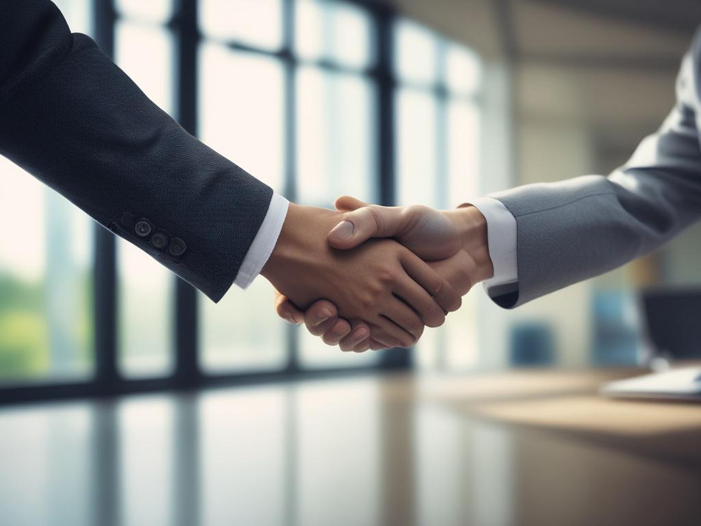 A close up shot of professional business people shaking hands