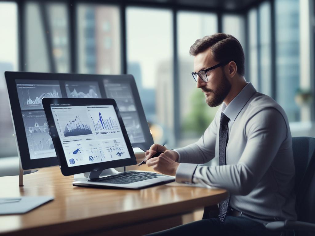 A close up shot of a business strategist presenting growth