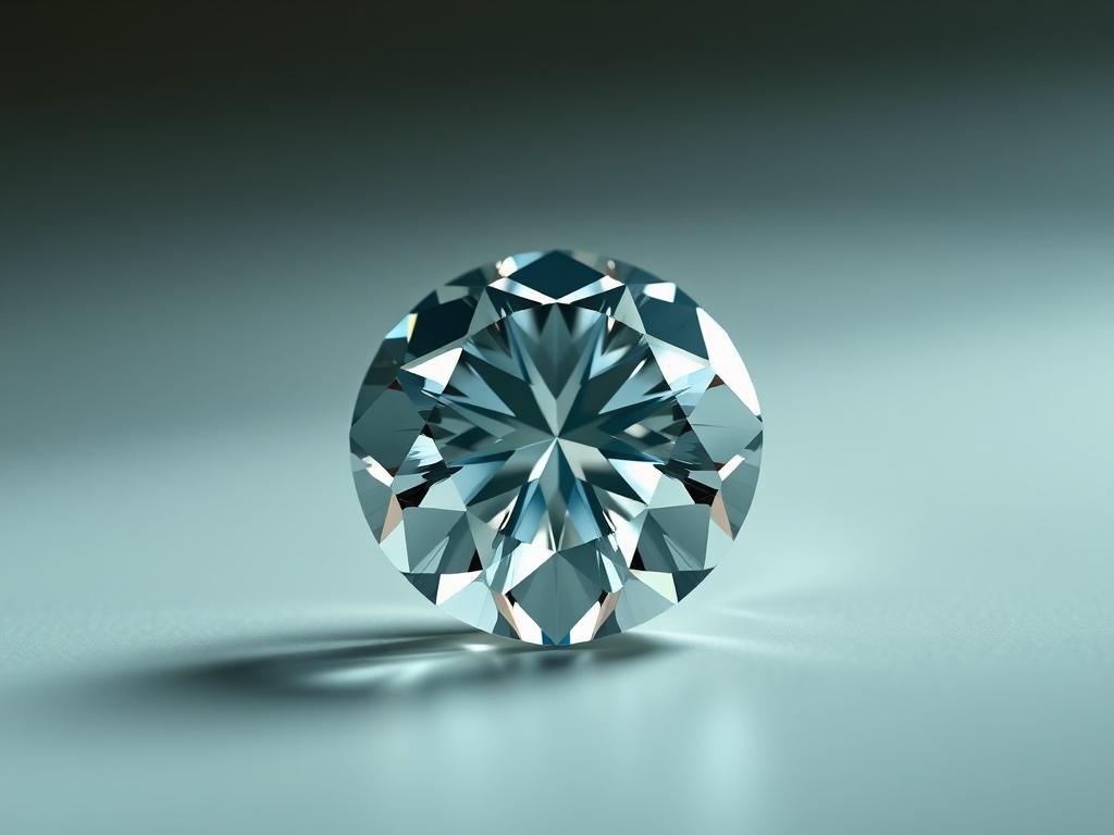 Create a realistic high-resolution photo featuring a single, exquisite lab-grown diamond as the focal point of the image. The diamond should be displayed prominently in the center, capturing its brilliant sparkle and clarity. Use a close-up shot style to highlight the intricate facets and reflections on the diamond's surface. The background should be softly blurred, featuring a muted tone that complements the diamond without distractions, allowing the gem to stand out prominently. 

In the composition, ensu