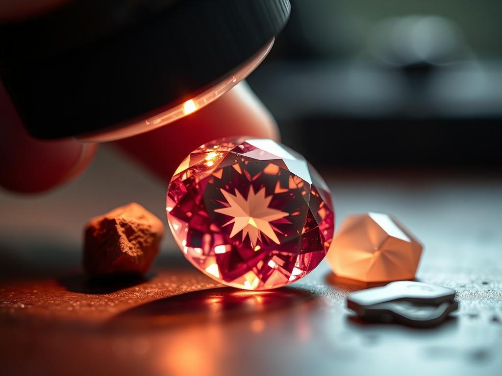 A detailed close up shot of an antique gemstone being