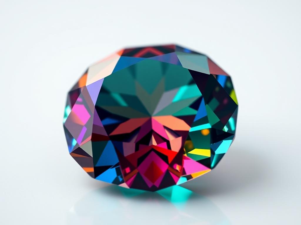 A close-up shot of a rare gem, showcasing its unique colors and clarity. The gem should be set against a simple, elegant background that emphasizes its beauty. The image should be captured in high resolution with hyper-realistic detail, using a 45mm f/1.2 lens style to create a soft bokeh effect around the gem, highlighting its intricate facets and vibrant hues.