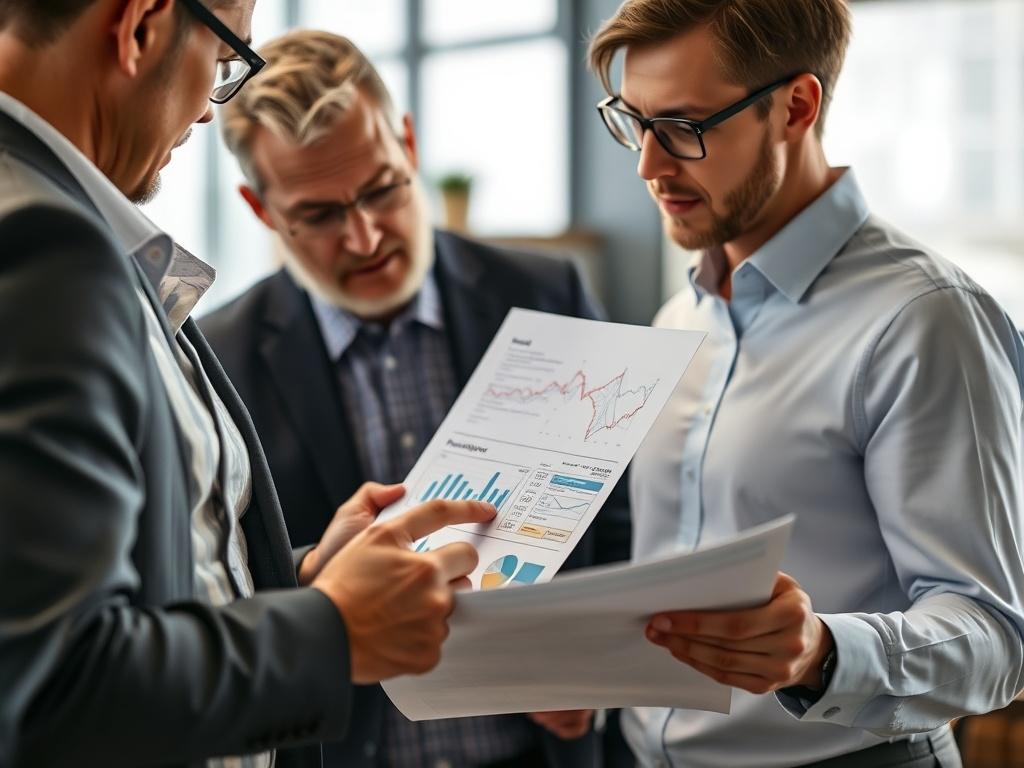 A close up shot of a project management consultant reviewing