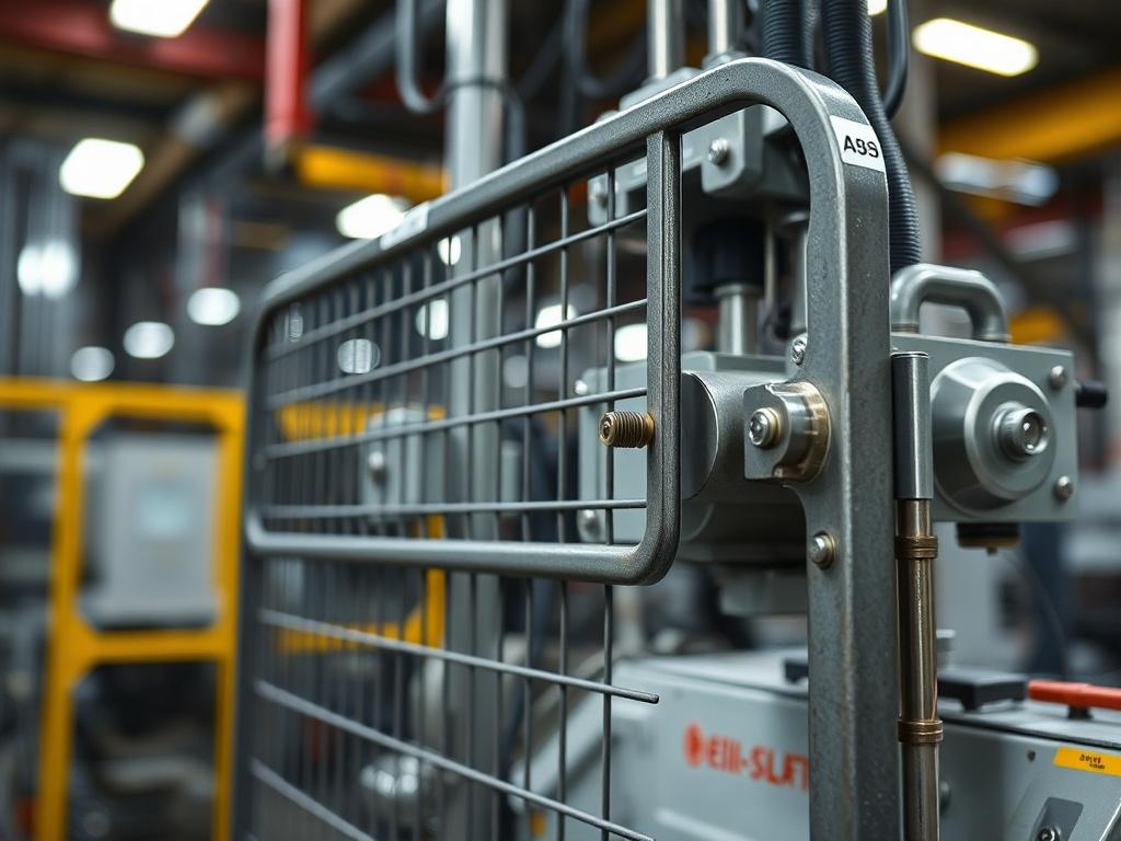 A close up shot of a safety machine guard in