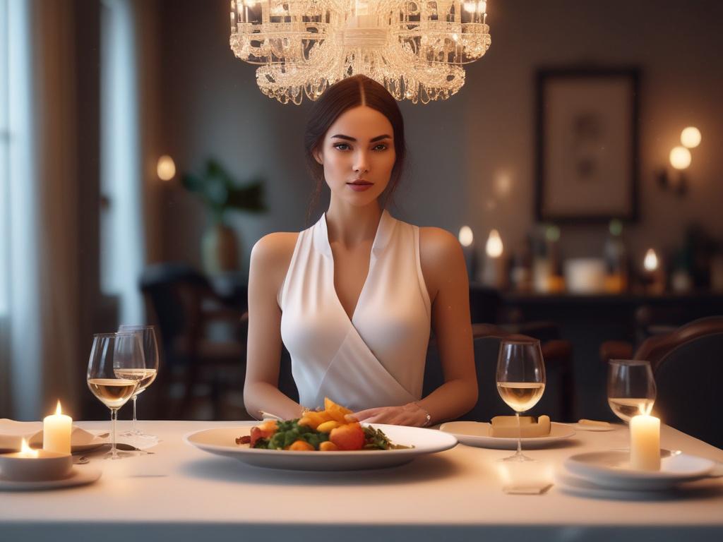 A beautiful woman dressed elegantly for a night out, standing
