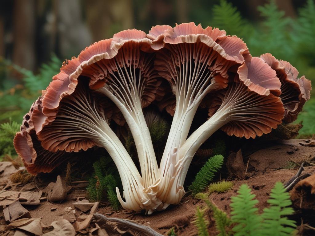 A realistic high-resolution photo of Turkey Tail mushrooms, showcasing their vibrant colors and unique fan-like shape, set against a natural earthy background with rustic textures, capturing the essence of medicinal mushrooms.