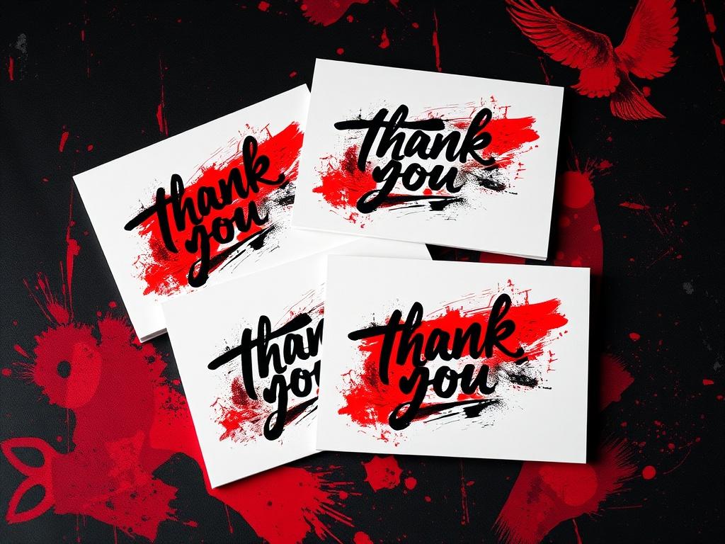 A high resolution image of custom thank you cards arranged