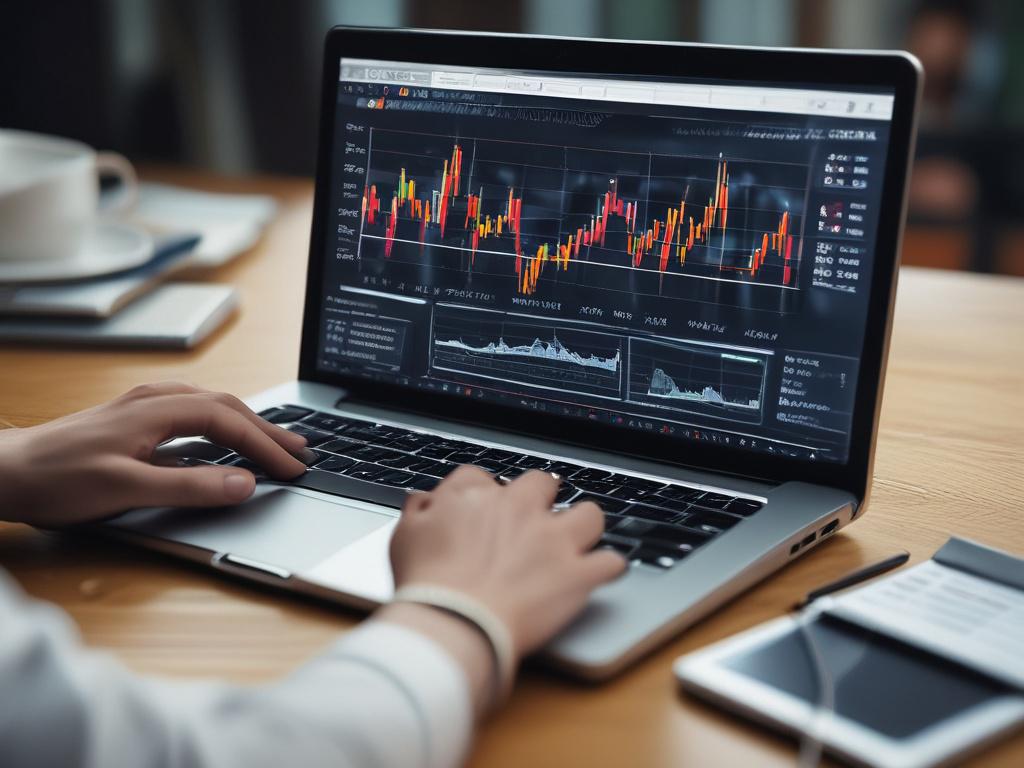 a close up of a financial analyst reviewing stock market