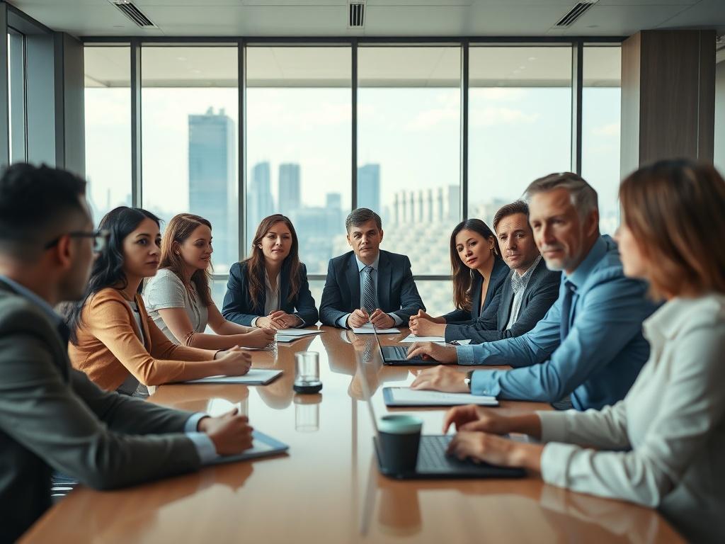 A close up shot of a diverse group of business