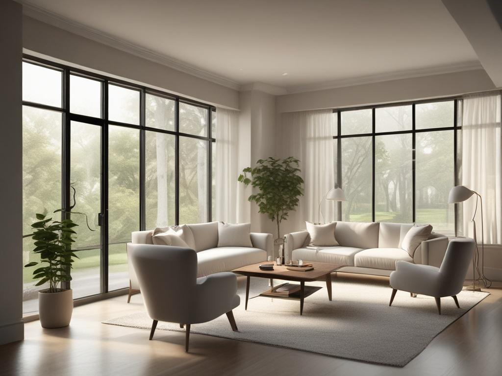 A serene room with comfortable seating, a calming atmosphere, soft