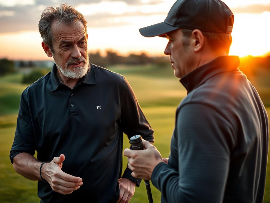 A close up shot of a golf coach providing personalized